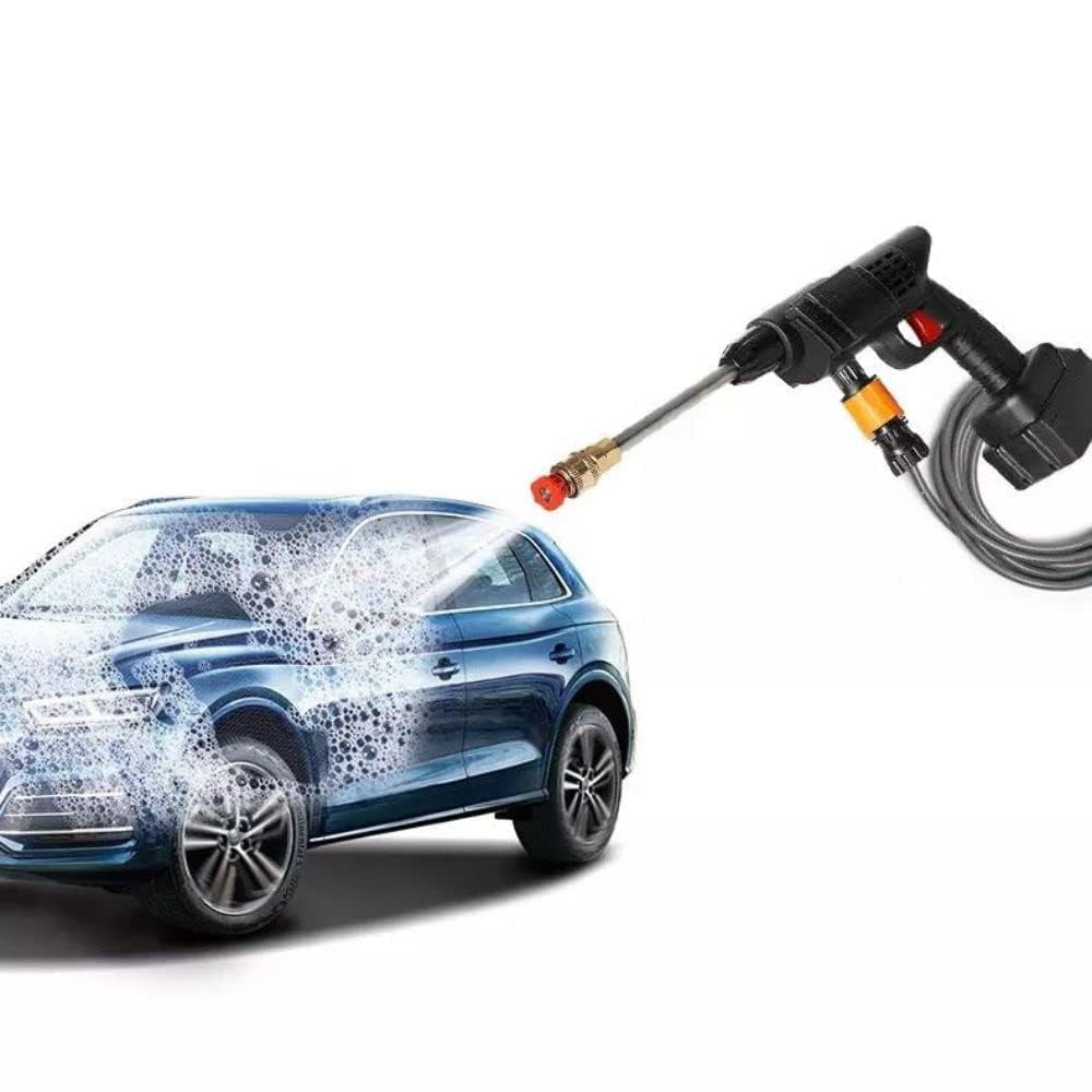Cordless Portable Wireless Pressure Washer Gun 48V 12000mAh High Pressure Water Gun (Double Battery) for Car Wash and Bike Cleaning with 5M Hose Pipe and Adjustable Nozzle-Black