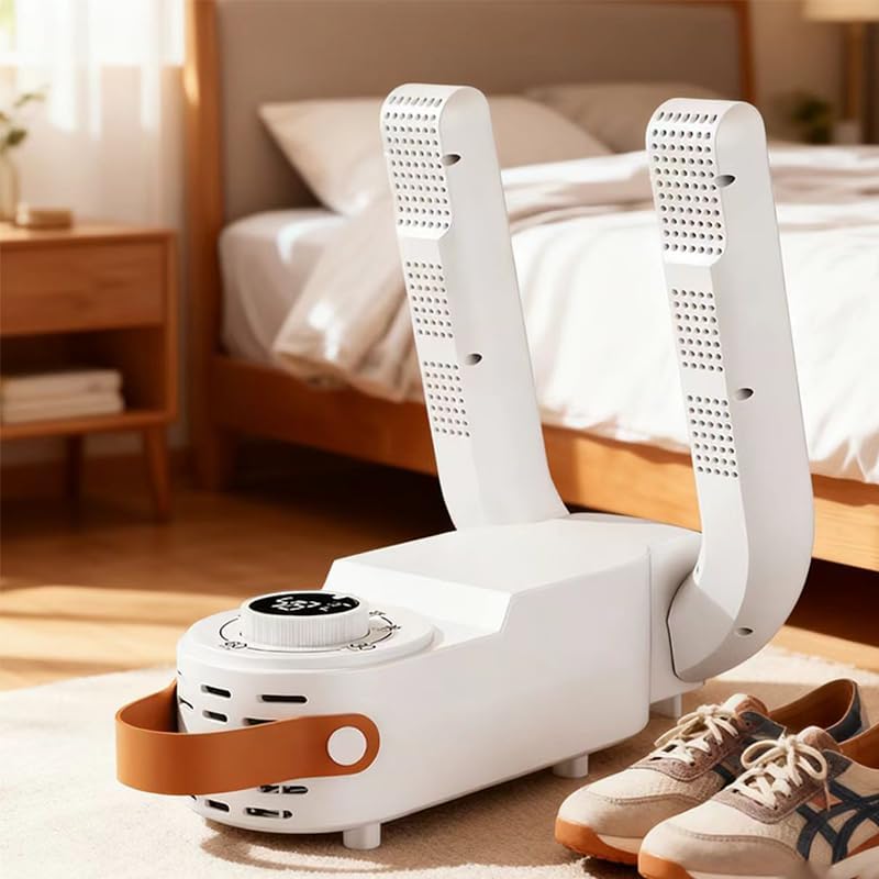 Electric Shoe Dryer Machine with PTC 48°C Heating & UV Sterilization | Portable Fast Drying Shoe Dryer for Home Adjustable Timer, 360° Air Circulation for Shoes, Boots & Sneakers (White)