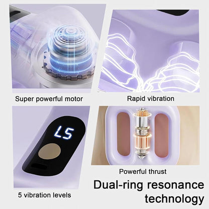 Fascial Massage Ring Percussion Muscle Ring Massager with Belt for Muscle Relaxation Legs Mini Gun Massager for Full Body Massage | Relief & Relaxation for Men and Women | autometic shut off after 15 min (Purple)