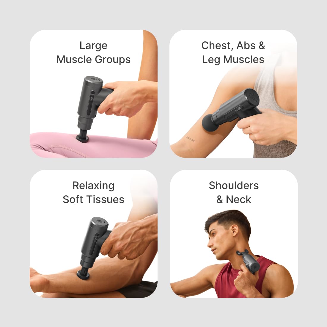Cult Impact Deep tissue massage gun, 3000mAh battery, 6-speed intensity, Silicone round head, Full body gun massager.