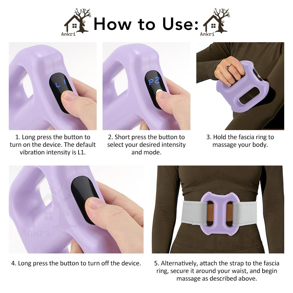 Full Body Massager Ring Device for Relaxation & Muscle Comfort | Mini Handheld Massager with Adjustable Strap | 8 Speed Modes for Women & Men (Multicolor) 1 pcs Multicolour