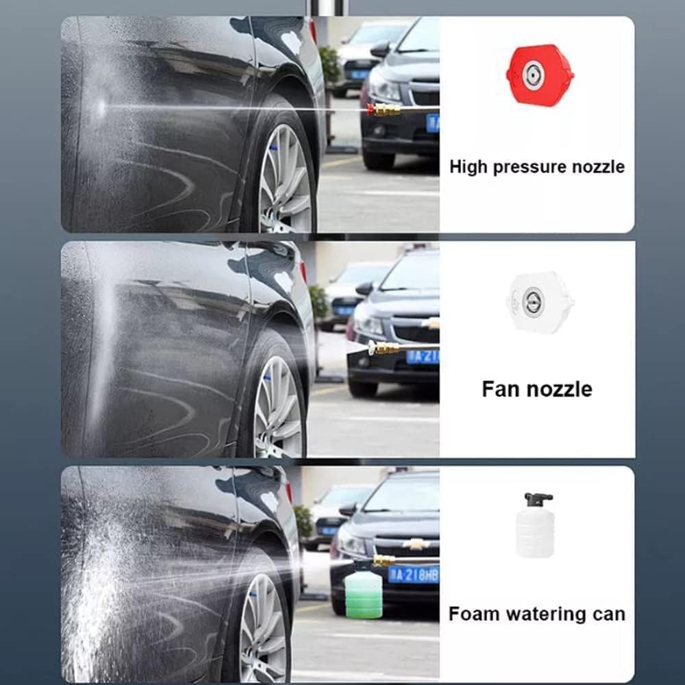Cordless Portable Wireless Pressure Washer Gun 48V 12000mAh High Pressure Water Gun (Double Battery) for Car Wash and Bike Cleaning with 5M Hose Pipe and Adjustable Nozzle-Black
