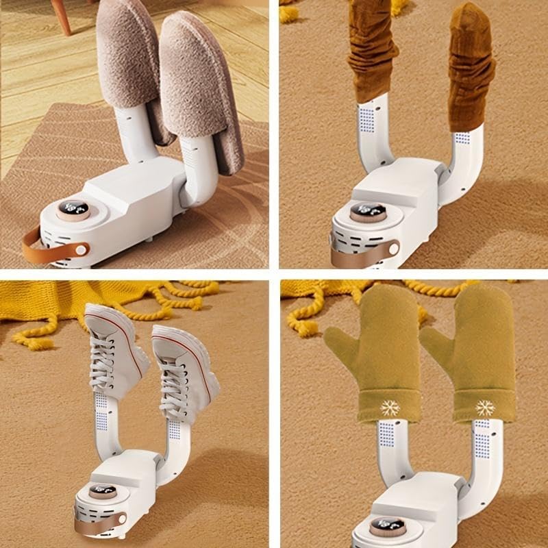 Electric Shoe Dryer Machine with PTC 48°C Heating & UV Sterilization | Portable Fast Drying Shoe Dryer for Home Adjustable Timer, 360° Air Circulation for Shoes, Boots & Sneakers (White)