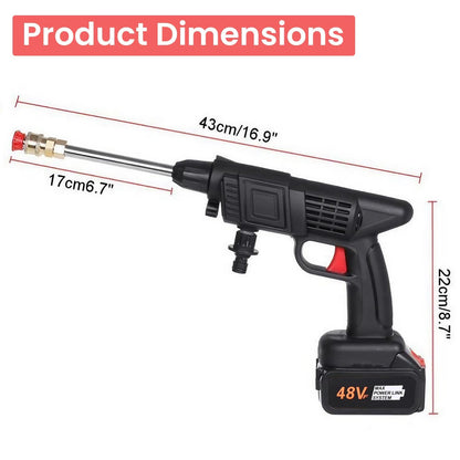 Cordless Portable Wireless Pressure Washer Gun 48V 12000mAh High Pressure Water Gun (Double Battery) for Car Wash and Bike Cleaning with 5M Hose Pipe and Adjustable Nozzle-Black