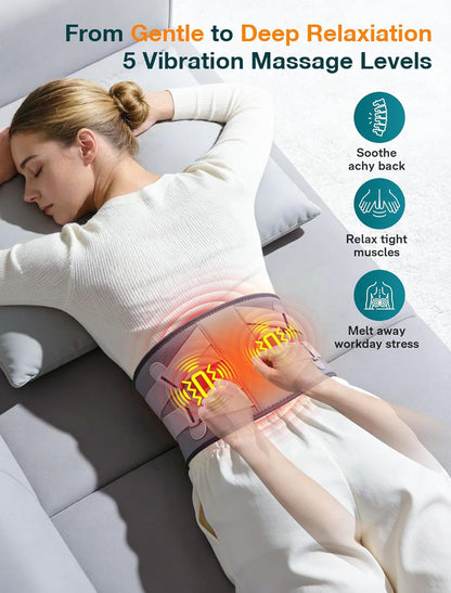 ALLJOY Cordless Heating Pad for Back, 60" Portable Lower Back Massager with Heat, FSA HSA Eligible, Heating Pad for Cramps, 3 Heat 5 Vibration, Lock Screen, Lumbar Support, Gifts for Women Men