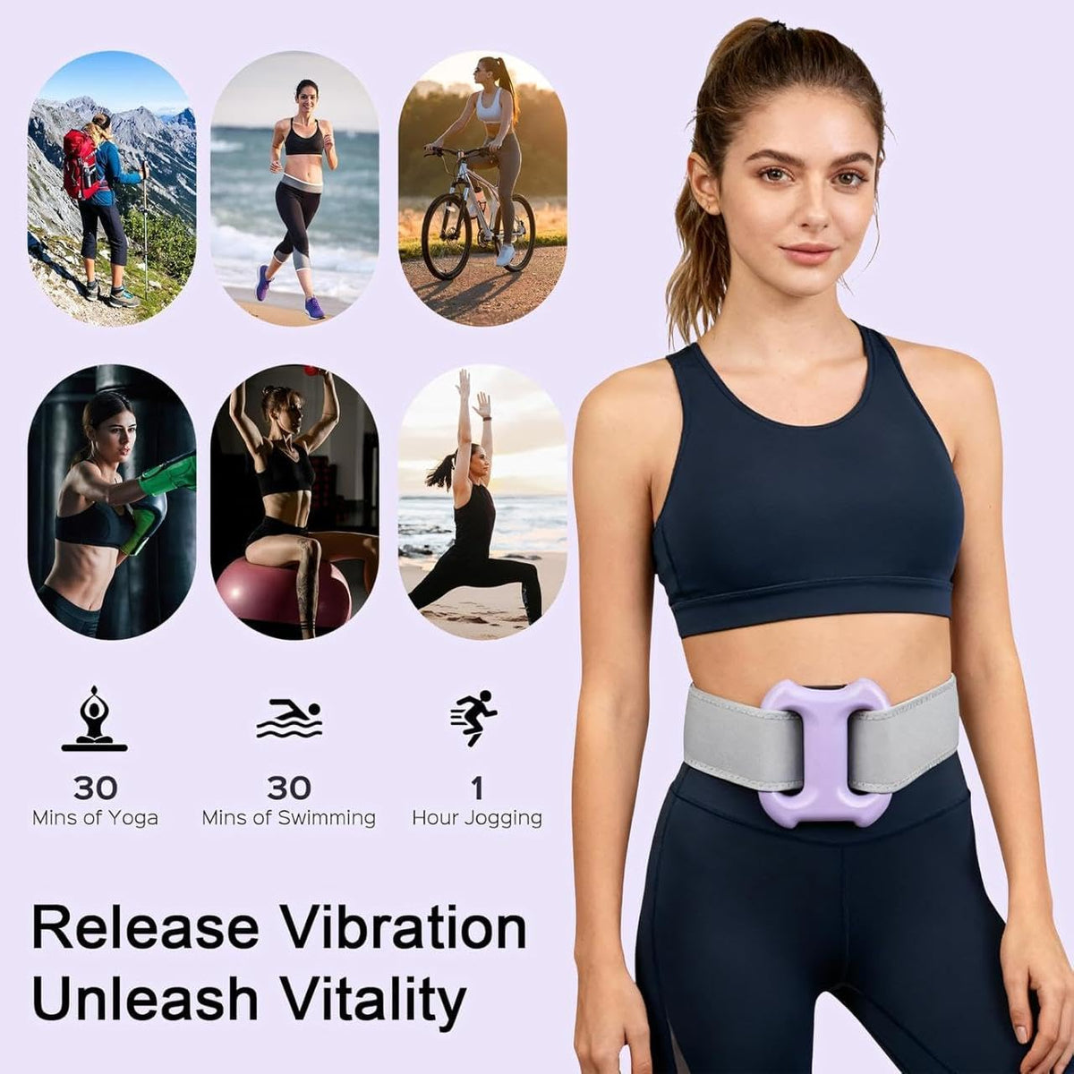 Fascial Massage Ring Percussion Muscle Ring Massager with Belt for Muscle Relaxation Legs Mini Gun Massager for Full Body Massage | Relief & Relaxation for Men and Women | autometic shut off after 15 min (Purple)