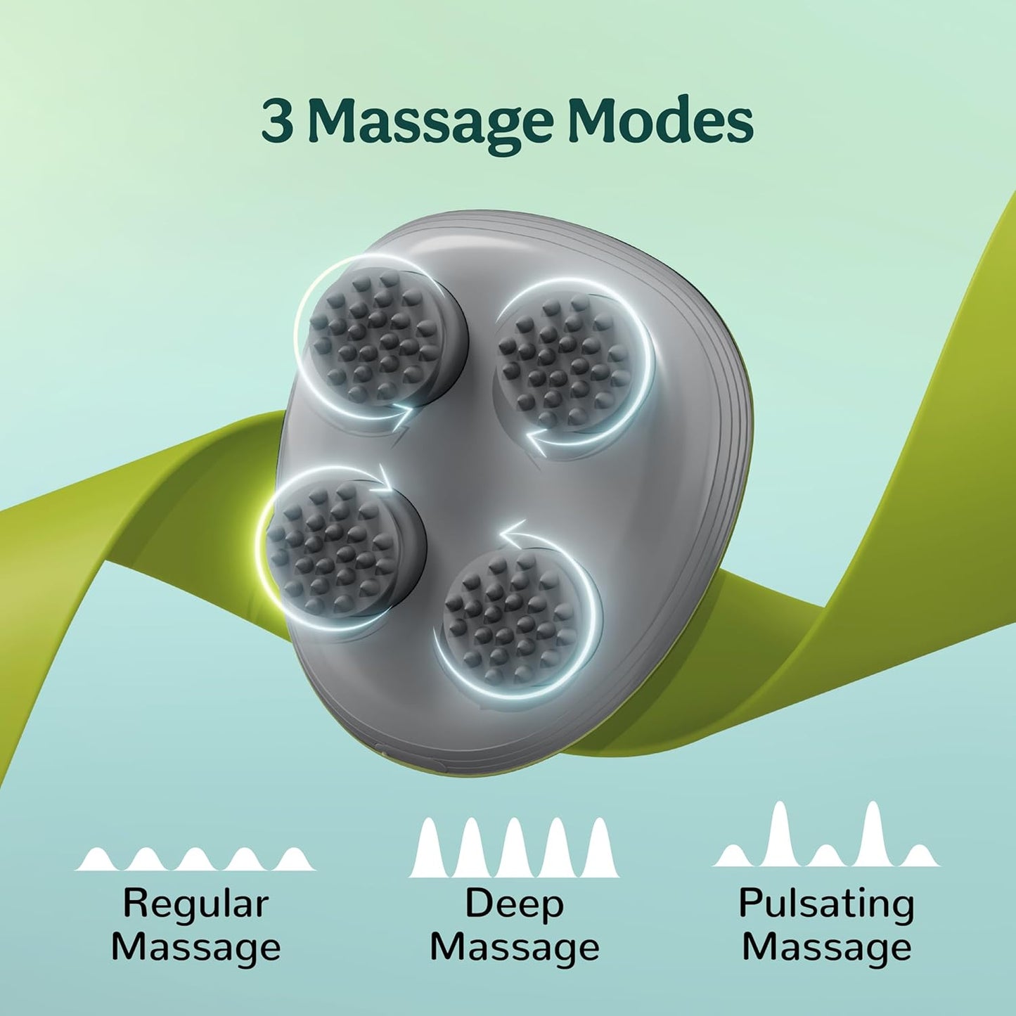 Caresmith Revive Scalp Massager | 96 Silicon Kneading Points with Detachable Heads | Scalp, Body & Head Massager for Hair Growth (Green)