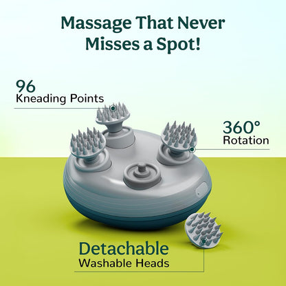Caresmith Revive Scalp Massager | 96 Silicon Kneading Points with Detachable Heads | Scalp, Body & Head Massager for Hair Growth (Green)