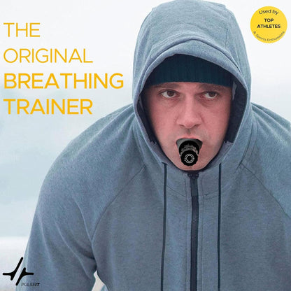 PulseITBreatheIT Portable Breathing Resistance Trainer, Compact Exercise Device with Adjustable Resistance, Muscle Trainer for Improving Strength and Endurance,Black