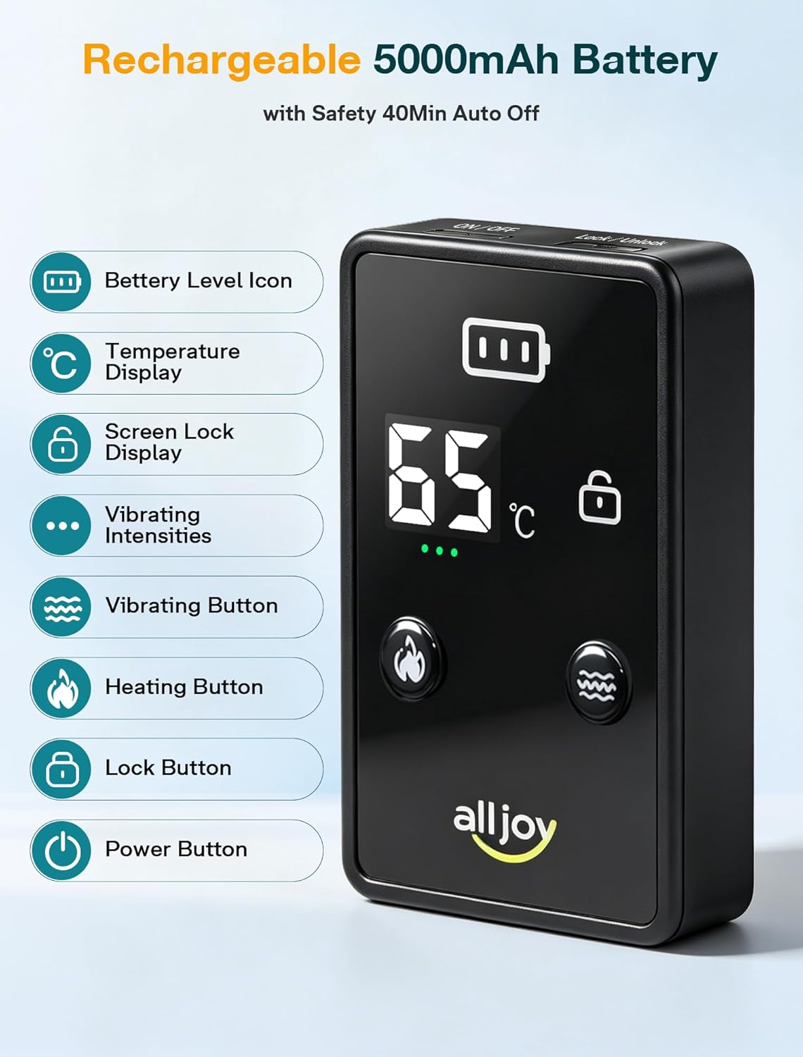 ALLJOY Cordless Heating Pad for Back, 60
