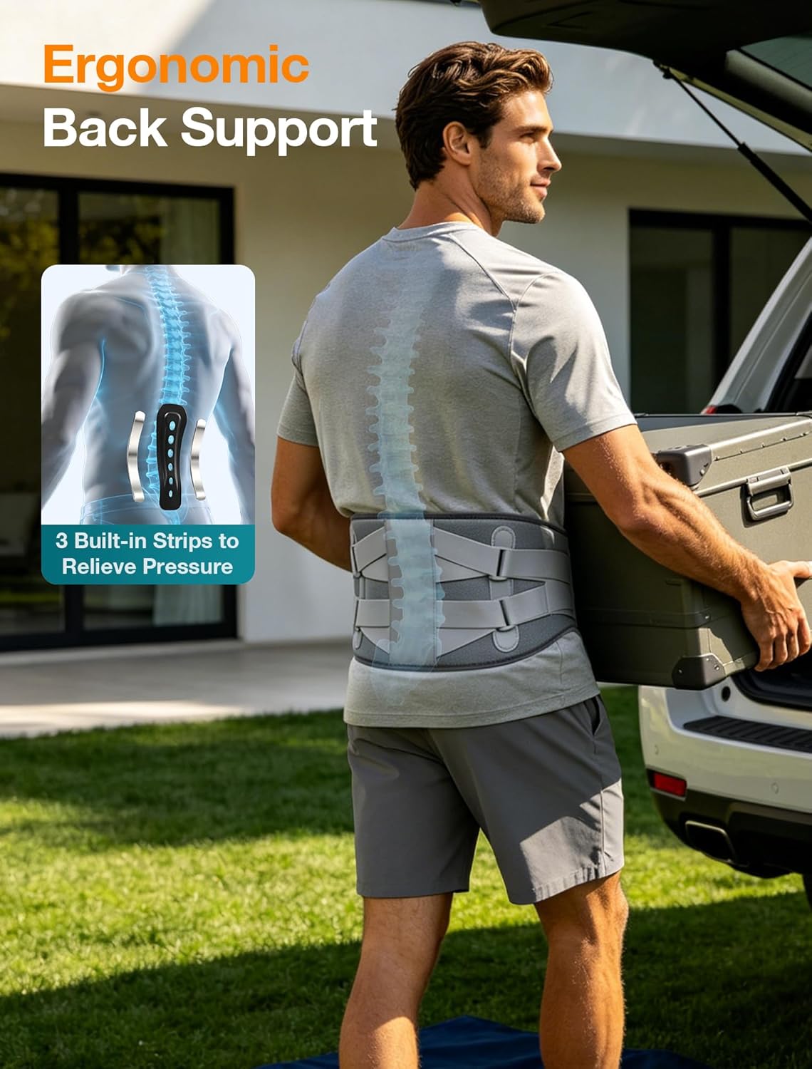 ALLJOY Cordless Heating Pad for Back, 60" Portable Lower Back Massager with Heat, FSA HSA Eligible, Heating Pad for Cramps, 3 Heat 5 Vibration, Lock Screen, Lumbar Support, Gifts for Women Men