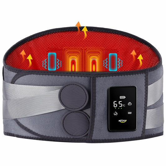ALLJOY Cordless Heating Pad for Back, 60" Portable Lower Back Massager with Heat, FSA HSA Eligible, Heating Pad for Cramps, 3 Heat 5 Vibration, Lock Screen, Lumbar Support, Gifts for Women Men